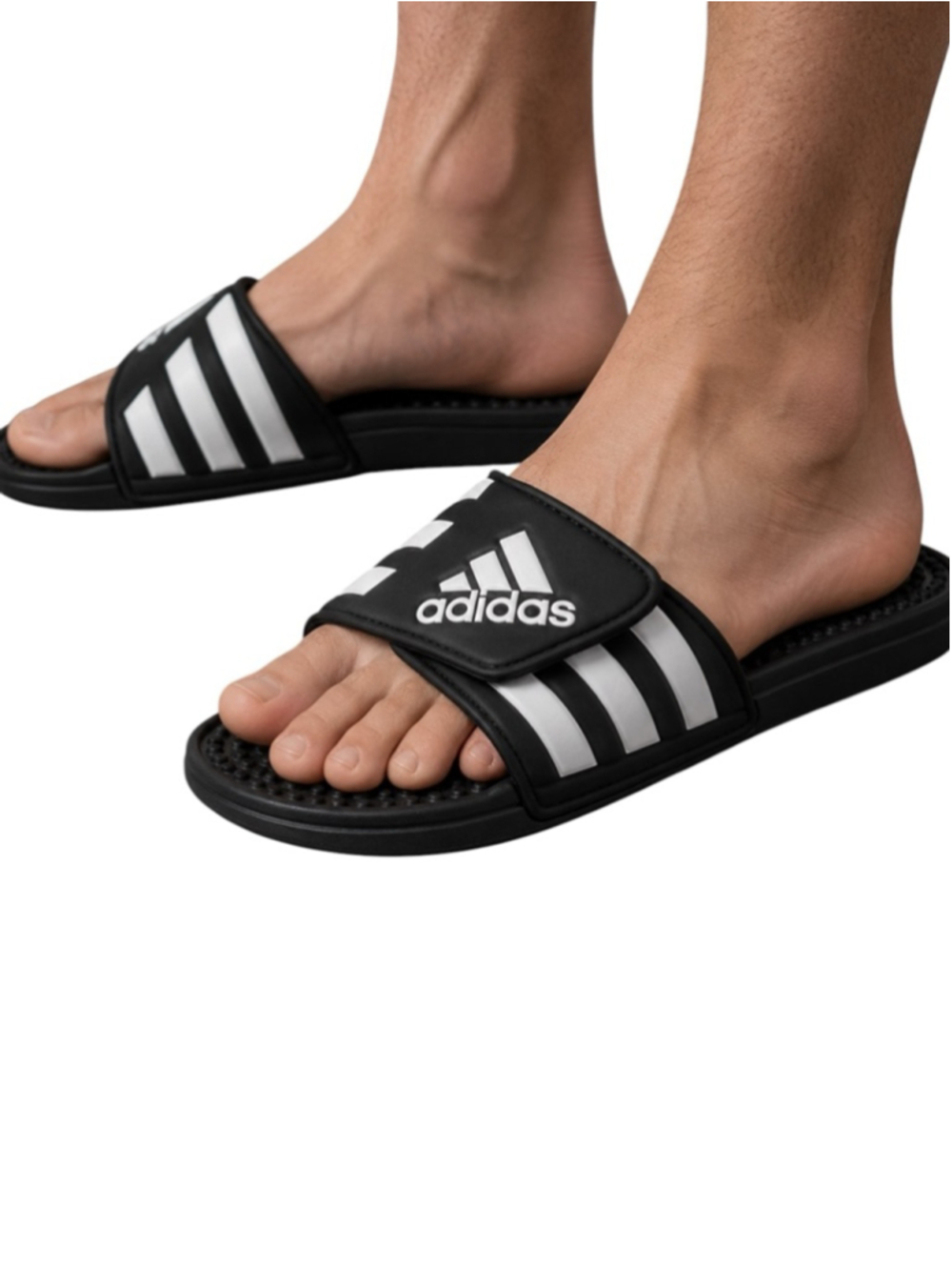 Adidas Adissage Black White Massage Slides Sandals Men’s US 13